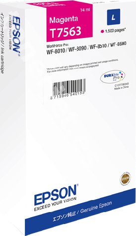 Картридж для струйного принтера Epson Картридж с пурпурными чернилами T7563 для WF-8090, 8590 (C13T756340) Картридж для струйного принтера Epson Картридж с пурпурными чернилами T7563 для WF-8090, 8590 (C13T756340)