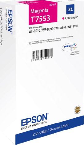 Картридж для струйного принтера Epson Картридж повышенной емкости с пурпурными чернилами T7553 для WF-8090, 8590 (C13T755340) Картридж для струйного принтера Epson Картридж повышенной емкости с пурпурными чернилами T7553 для WF-8090, 8590 (C13T755340)
