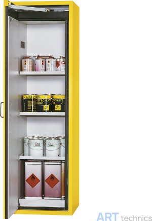 Оснащение мастерских Asecos Шкаф для безопасного хранения материалов, 1-створчатый, ширина 60 см, жёлтого цвета Оснащение мастерских Asecos Шкаф для безопасного хранения материалов, 1-створчатый, ширина 60 см, жёлтого цвета